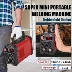 200A Portable Stick Welder – Mini ARC Welding Machine with 20 Rods, IGBT Inverter, Hot Start & Anti-Stick, 110V, Includes 2 Chipping Hammers (Red)