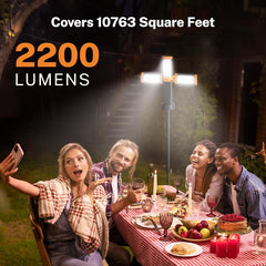 Rechargeable Camping Light with 10000mAh Battery and Detachable Tripod (1.75–6.5 ft), 2200 Lumens Cordless Dimmable Work & Emergency Light for Outdoor Hiking